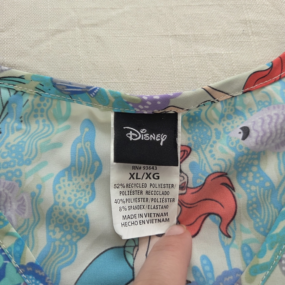 Disney Scrub Tops Bundle XL Little Mermaid Lilo & Stitch Shirts Womens Ariel - Picture 8 of 15